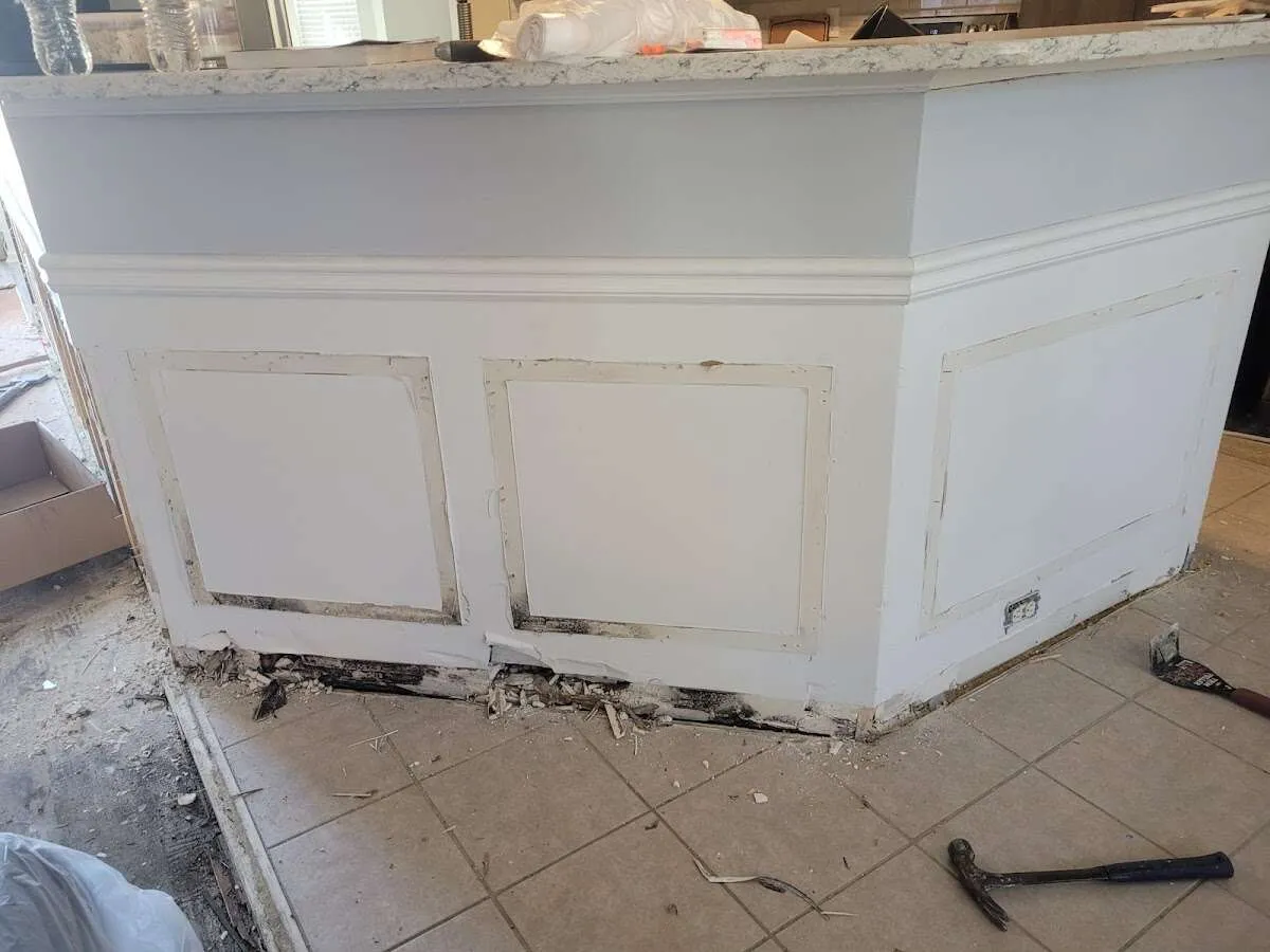 Water damage and mold on kitchen during Storm Damage Restoration in Lemoore